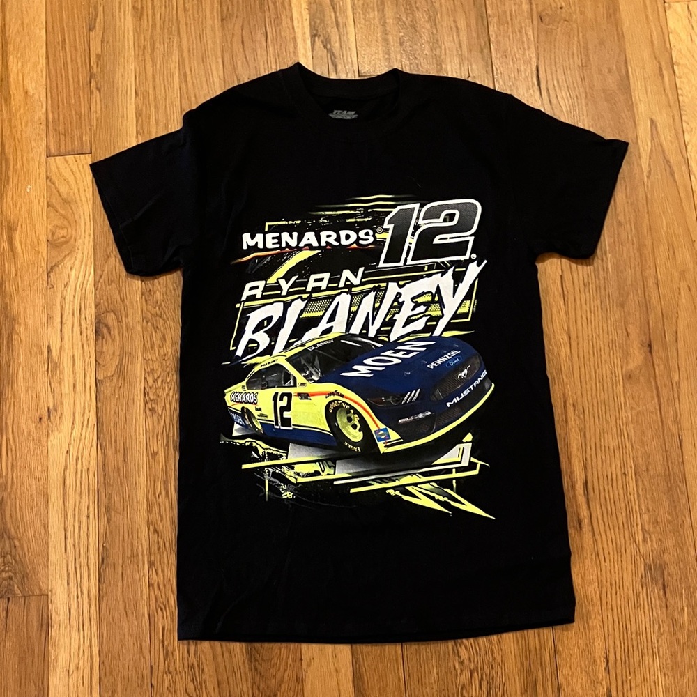 Ryan Blaney 12 NASCAR SLINGSHOT 2 sided men’s black tshirt size small